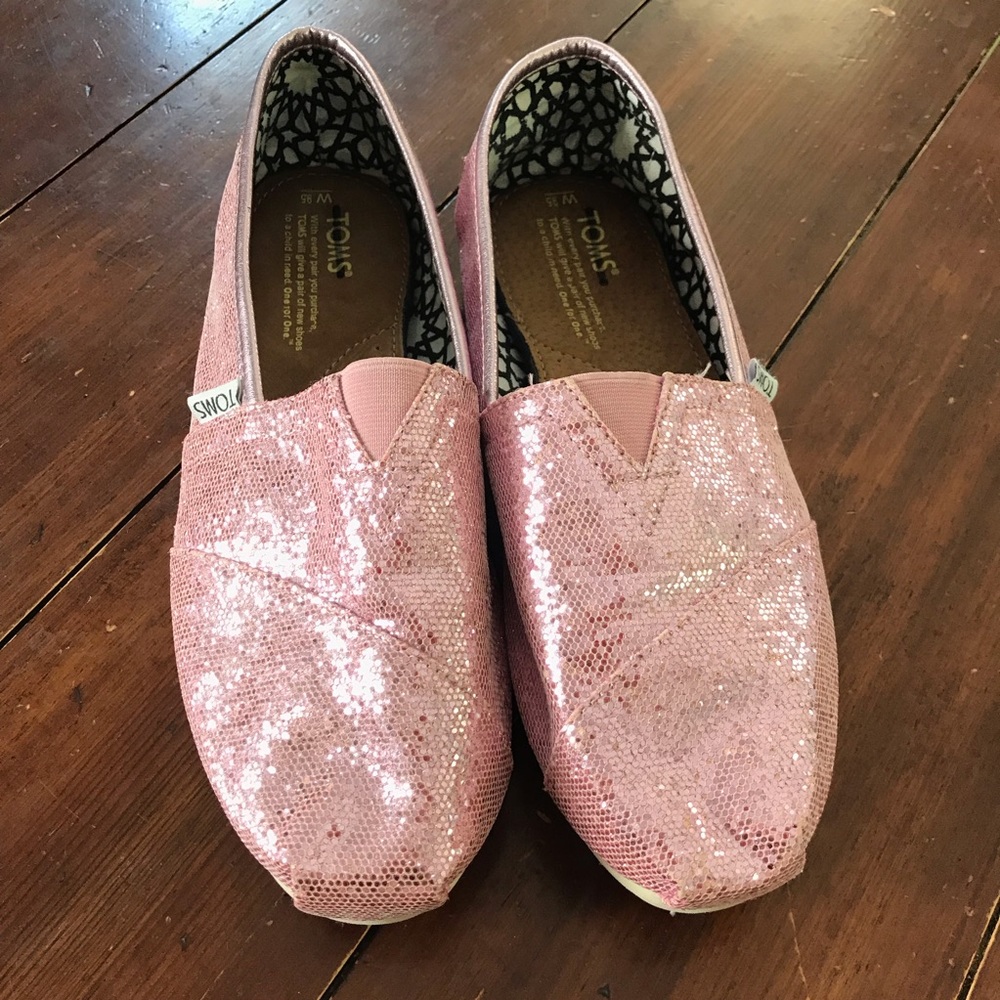 TOMS Sequin Pink Classic 9.5